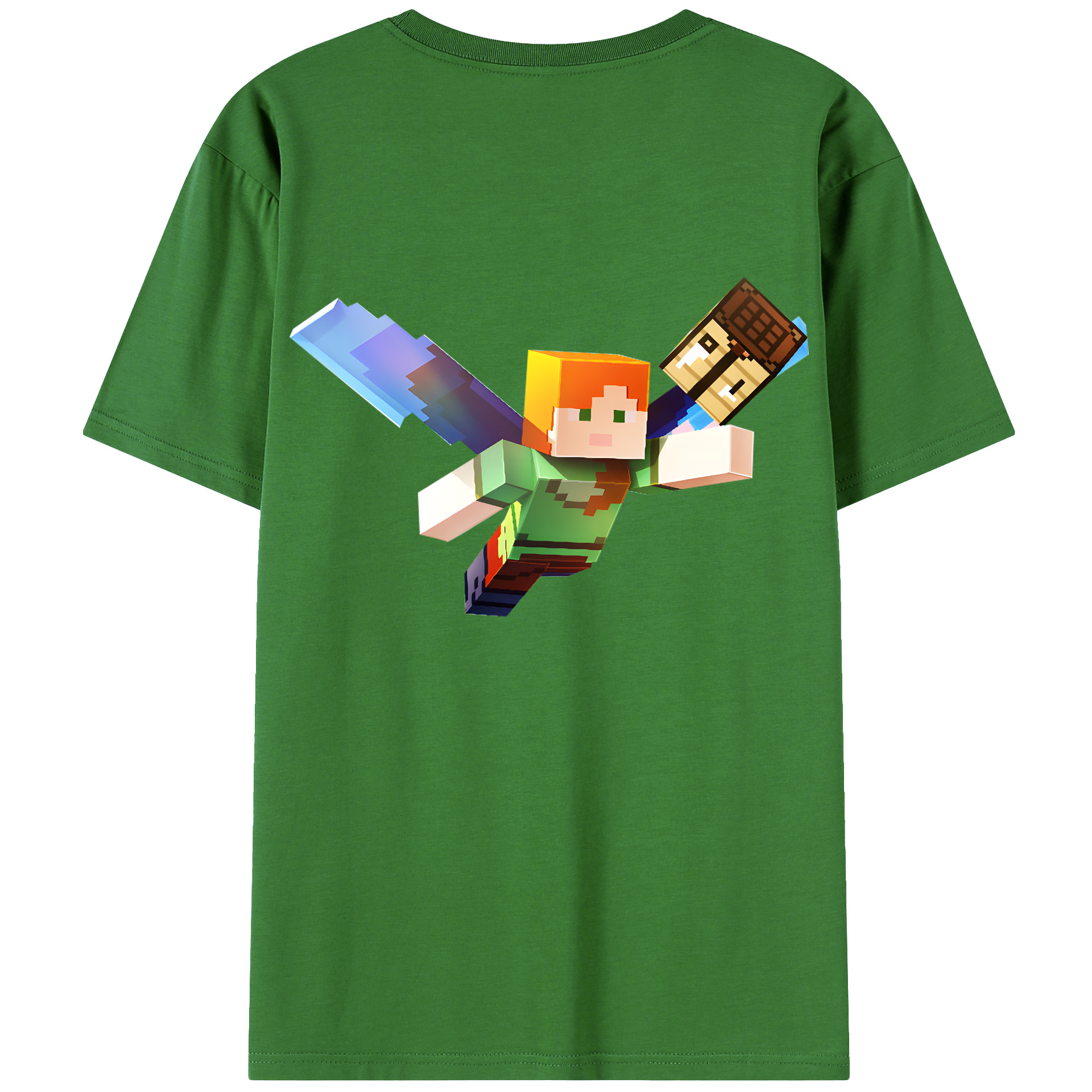 （画像用） マインクラフト ブロックの世界 Minecraft MC Block world レディース半袖Tシャツ(バックプリント)